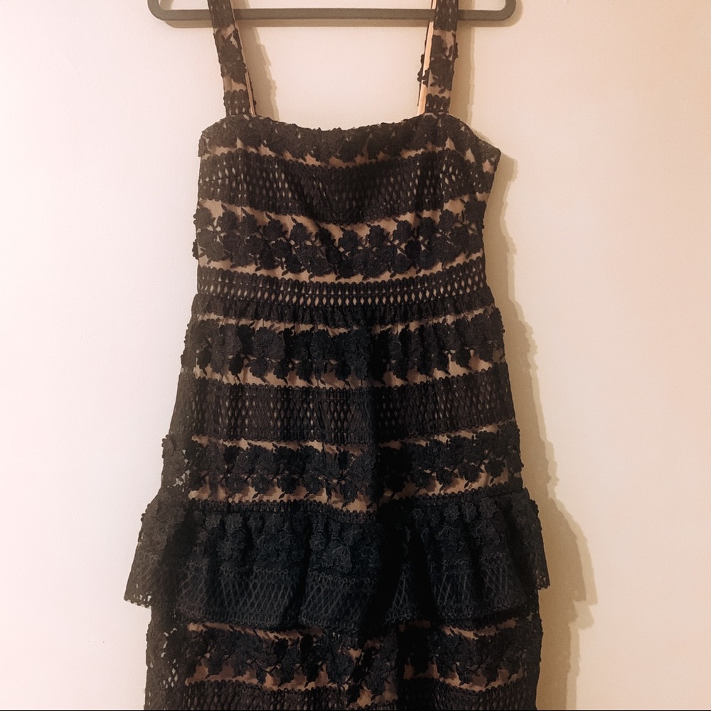 Navy Blue Lace Overlay Dress